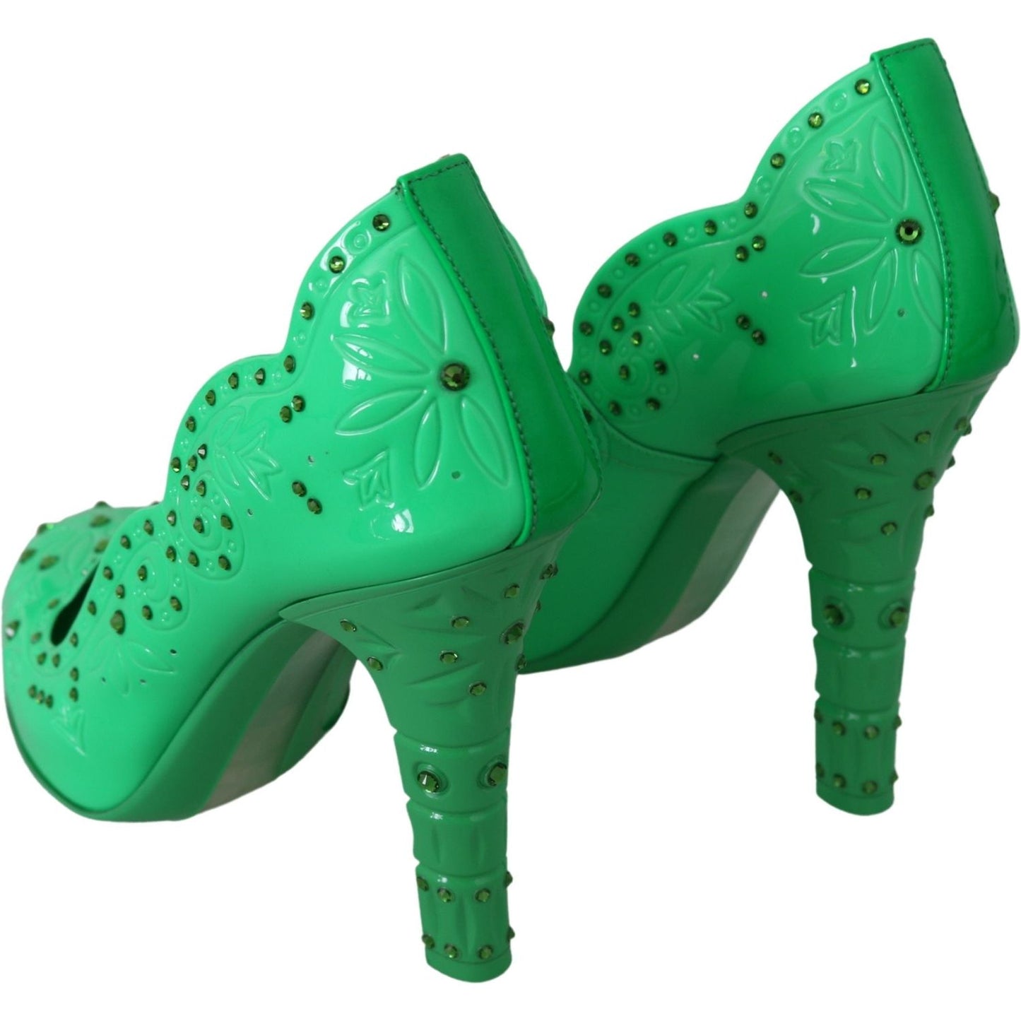 Dolce & Gabbana Enchanting Crystal Cinderella Pumps in Lush Green Dolce & Gabbana