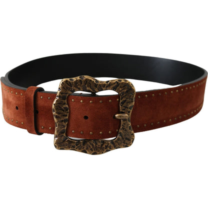 Dolce & Gabbana Elegant Suede Leather Belt with Gold Studs Dolce & Gabbana