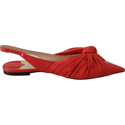 Jimmy Choo Annabell Flat Nap Chilli Leather Flat Shoes Shoes