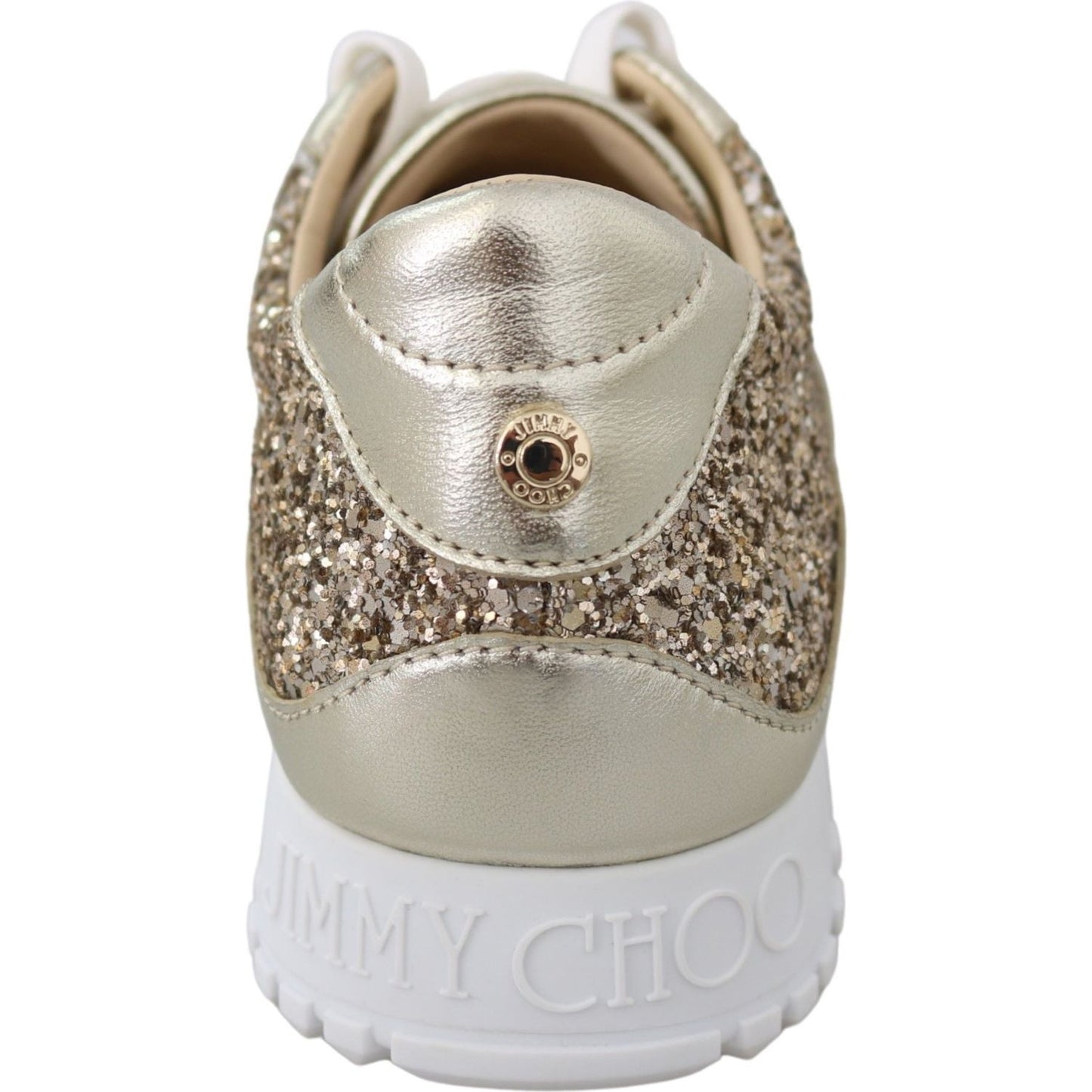 Jimmy Choo Antique Gold Glitter Leather Sneakers Jimmy Choo