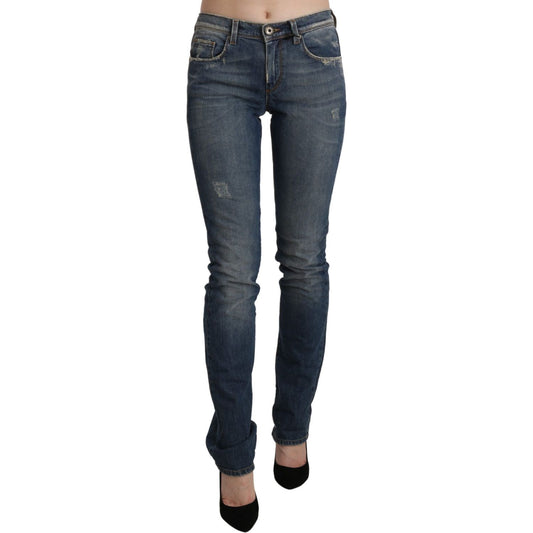 Ermanno Scervino Blue Washed Mid Waist Skinny Denim Jeans