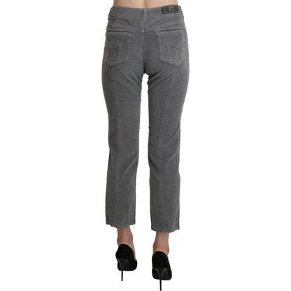 Ermanno Scervino Gray Cropped Cotton Stretch Trouser Pants
