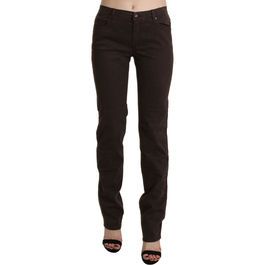 Ermanno Scervino Chic Brown Mid Waist Skinny Trousers Ermanno Scervino