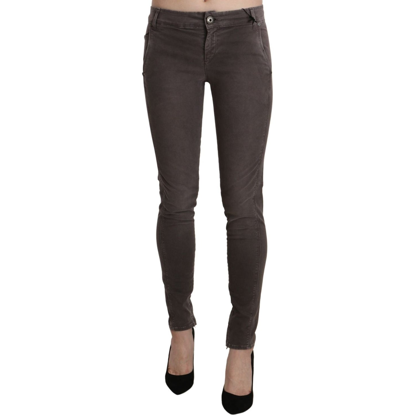 Ermanno Scervino Chic Brown Low Waist Skinny Trousers Ermanno Scervino