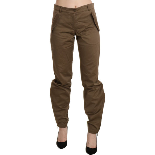 Ermanno Scervino Chic Brown Mid Waist Straight Trousers Ermanno Scervino