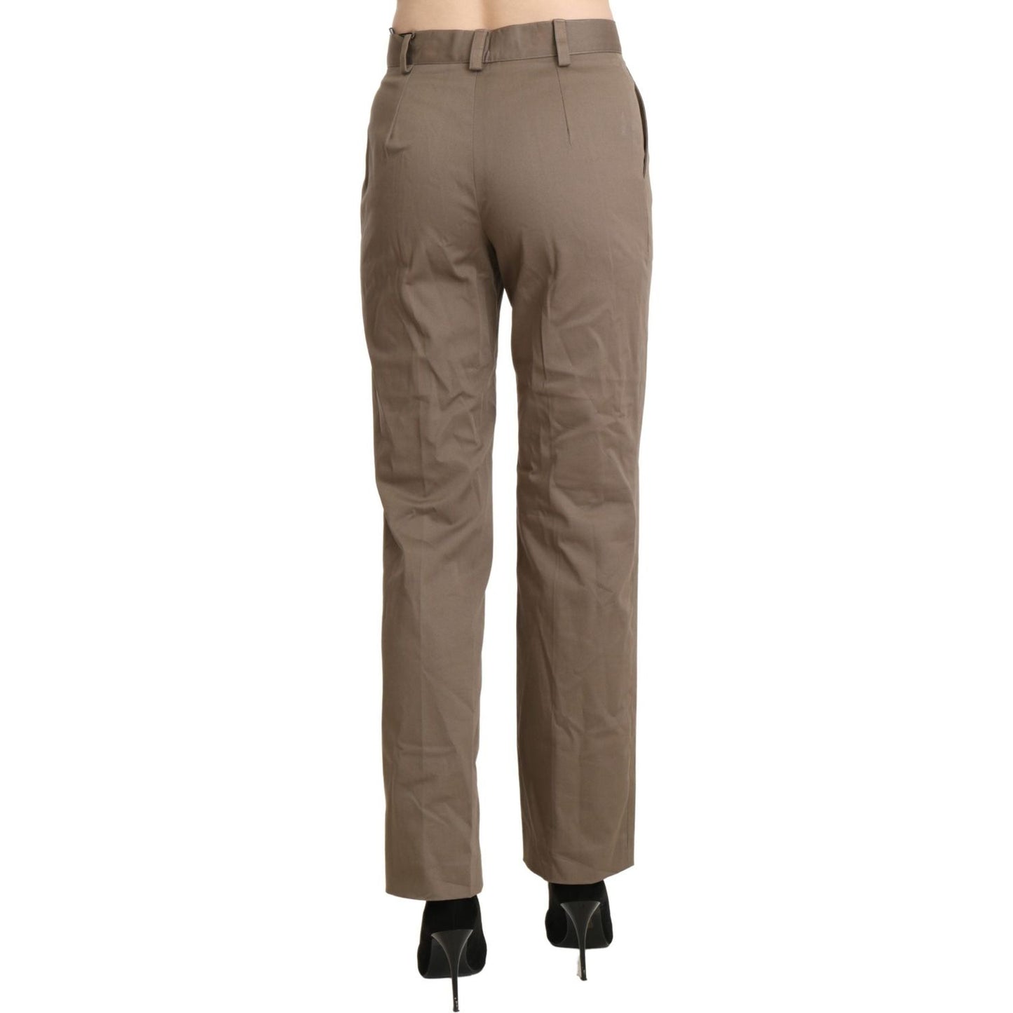 BENCIVENGA Elegant High Waist Straight Pants in Brown BENCIVENGA