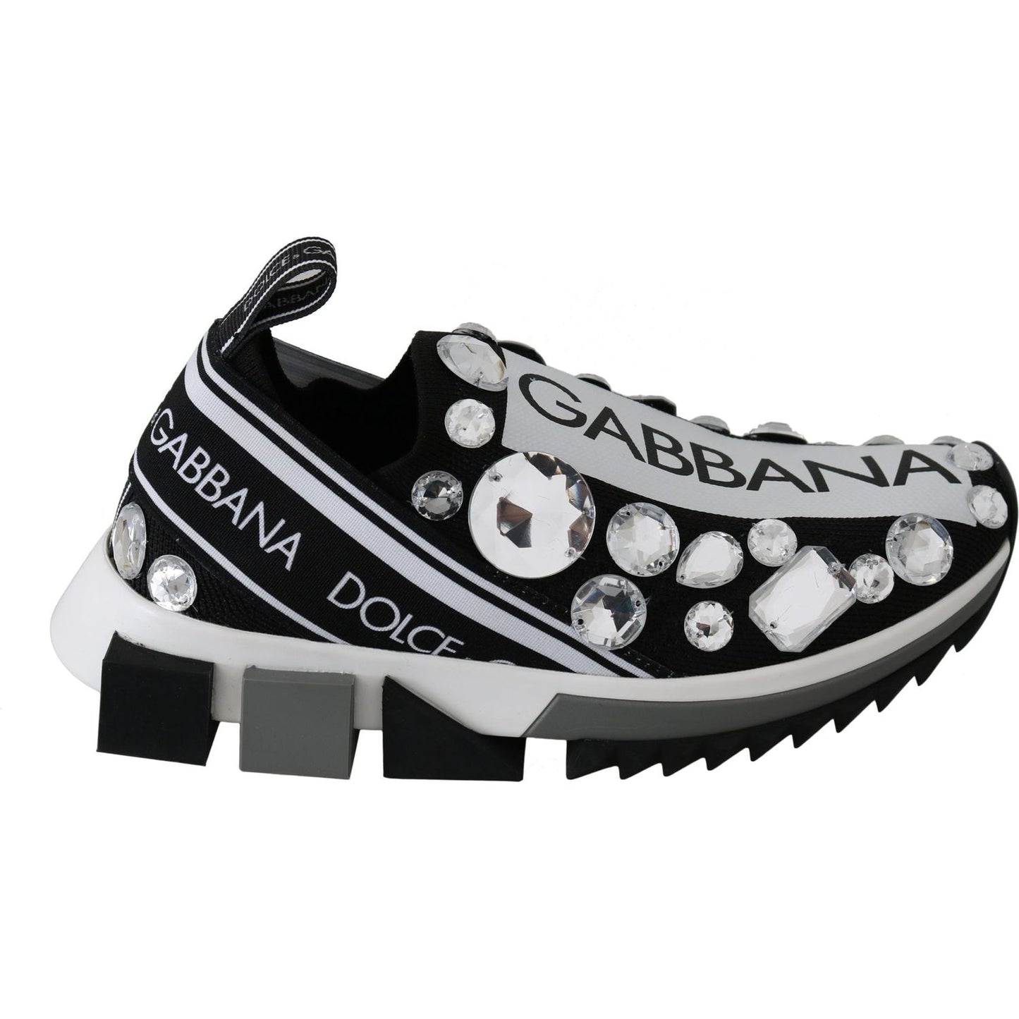 Dolce & Gabbana Chic Monochrome Crystal Studded Sneakers Dolce & Gabbana