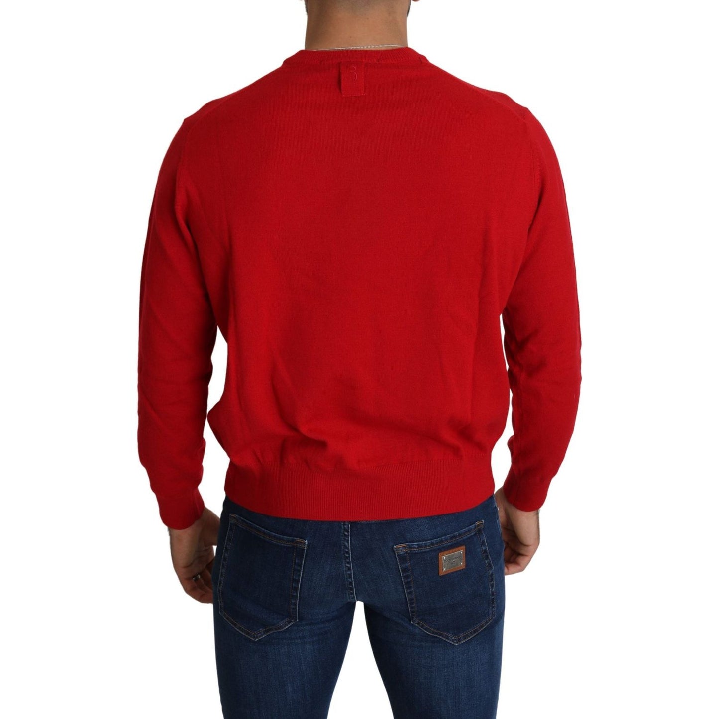 Billionaire Italian Couture Iconic Embroidered Red Wool Sweater Billionaire Italian Couture