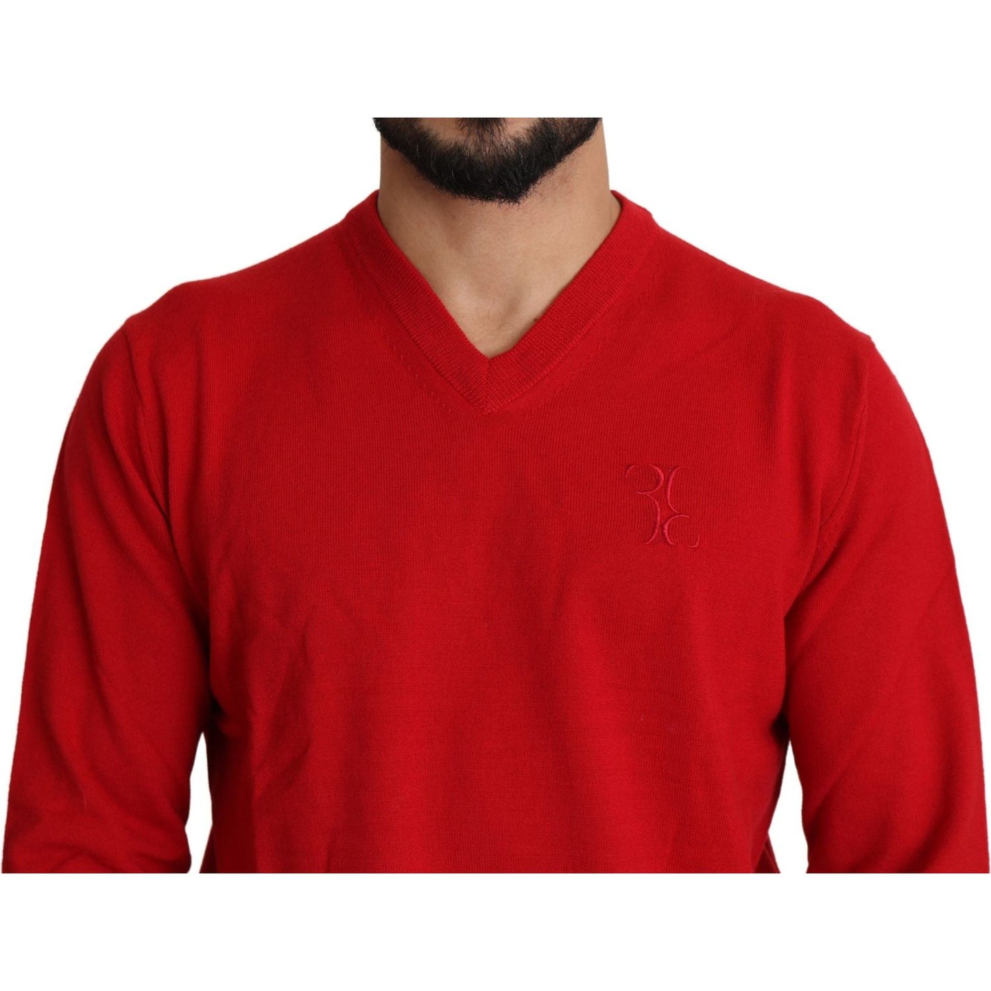 Billionaire Italian Couture Iconic Embroidered Red Wool Sweater Billionaire Italian Couture