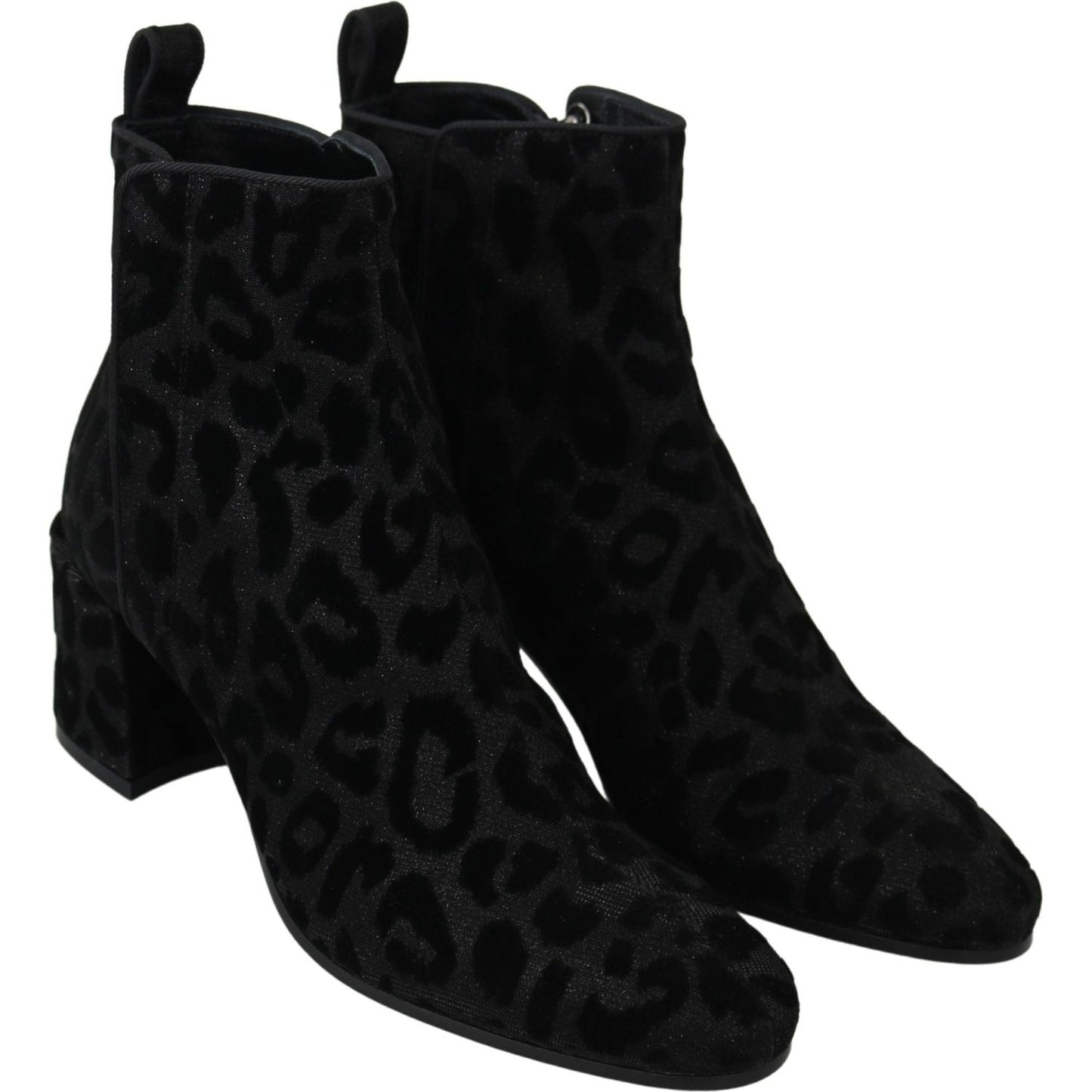 Dolce & Gabbana Elegant Black Leopard Print Short Boots Dolce & Gabbana