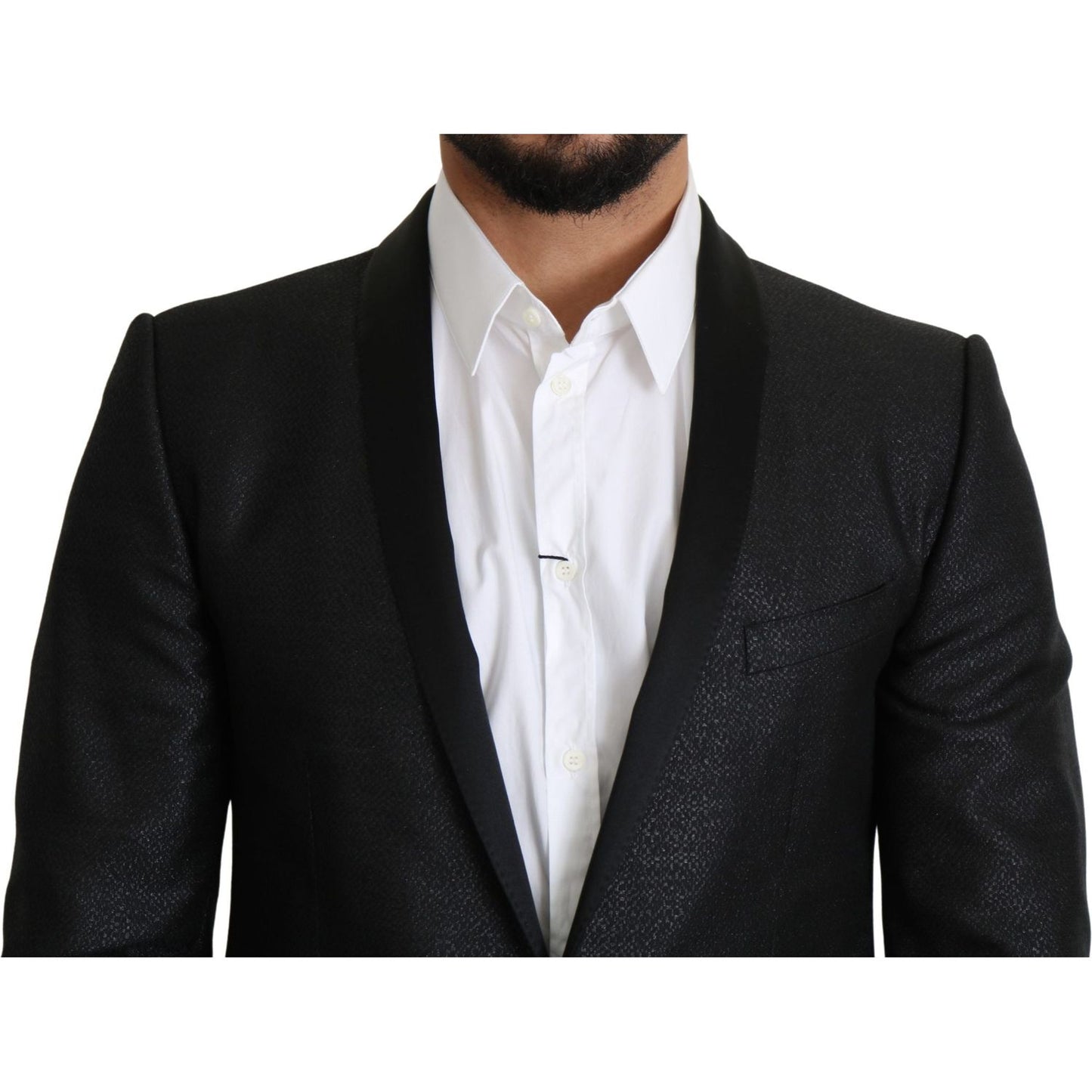 Dolce & Gabbana Elegant Black Jacquard Slim Fit Blazer Dolce & Gabbana