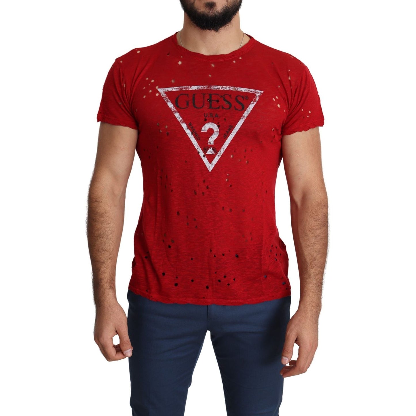 Guess Radiant Red Cotton Stretch T-Shirt Guess