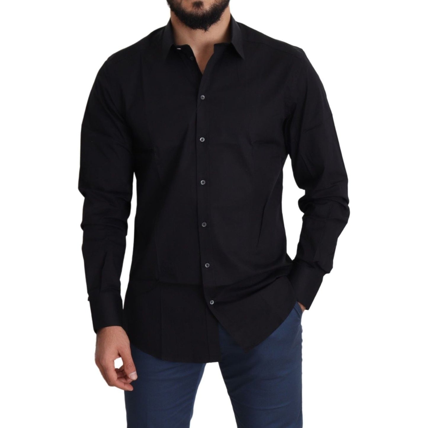 Dolce & Gabbana Elegant Black Cotton Stretch Dress Shirt Dolce & Gabbana