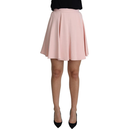 Dolce & Gabbana Pink Tuck Pleat Flare A-line Mini Rayon