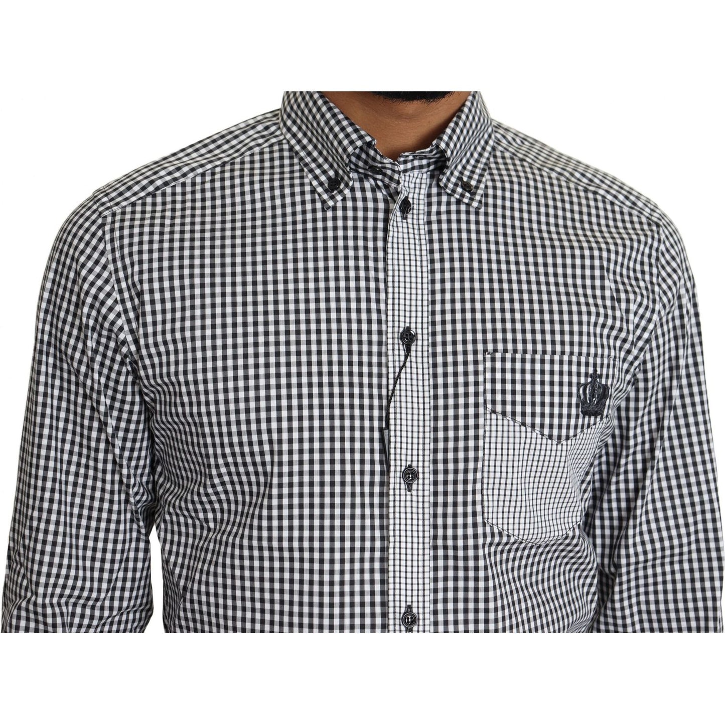 Dolce & Gabbana Black White Checkered Casual Shirt
