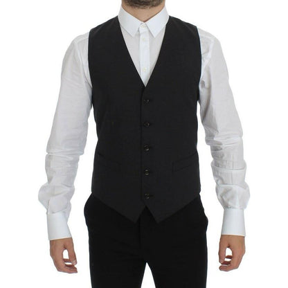 Dolce & Gabbana Gray Wool Stretch Dress Blazer Vest