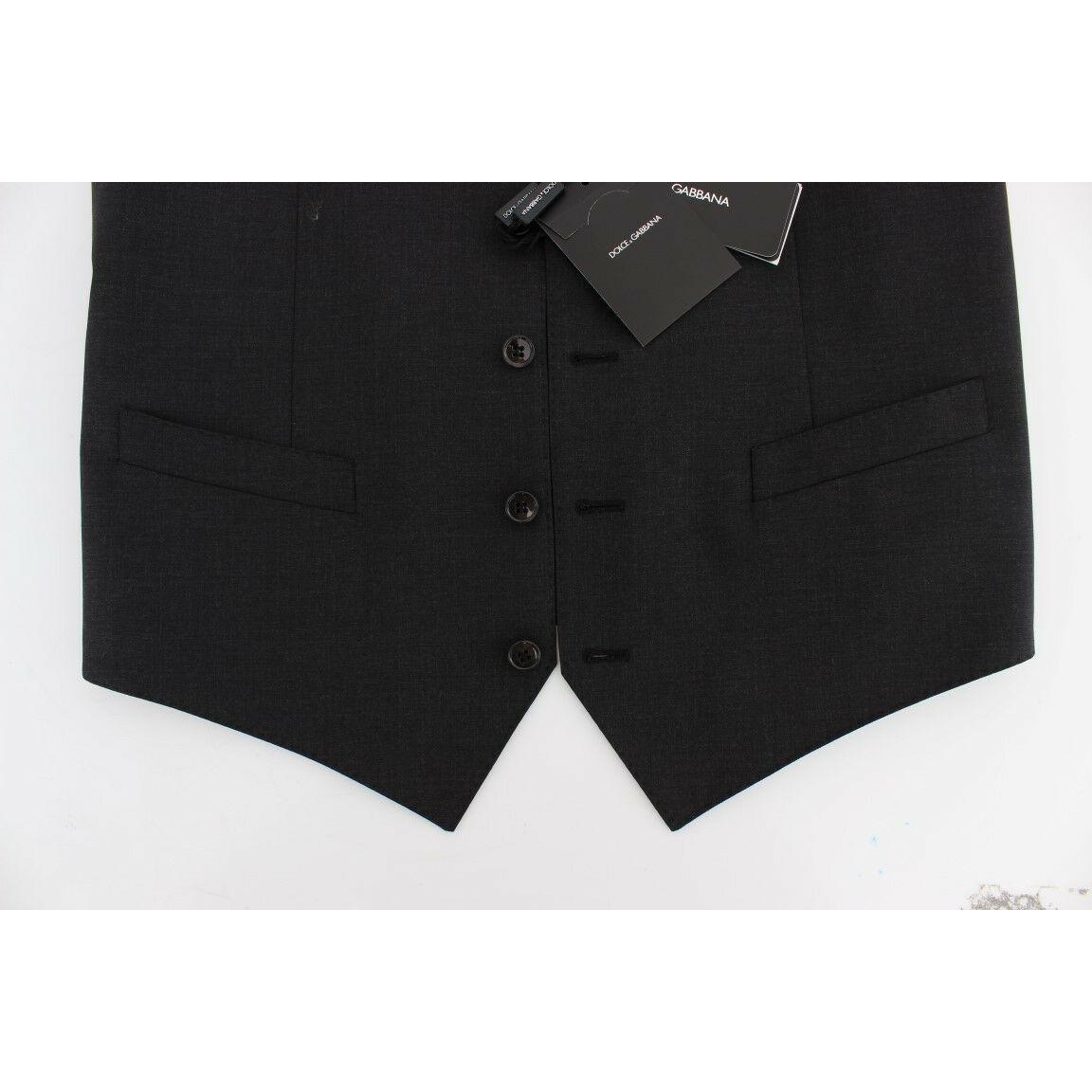 Dolce & Gabbana Gray Wool Stretch Dress Blazer Vest