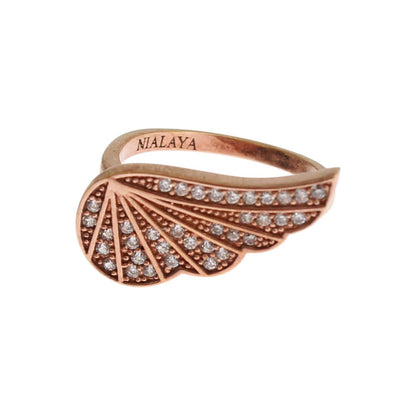 Nialaya Pink Gold 925 Silver Womens Clear CZ Ring