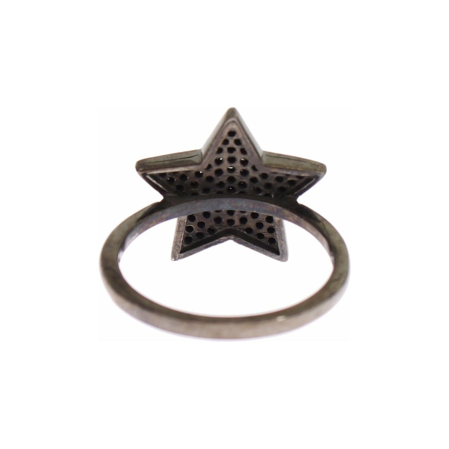Nialaya Black CZ Star 925 Silver Womens Ring
