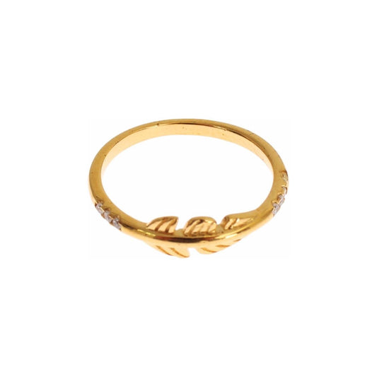 Nialaya Elegant Gold Plated Sterling Silver CZ Ring Ring Nialaya