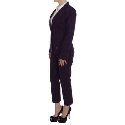BENCIVENGA Purple Striped Stretch Coat Blazer Pants Suit
