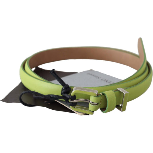 Scervino Street Classic Green Leather Belt with Silver-Tone Hardware Belt Scervino Street