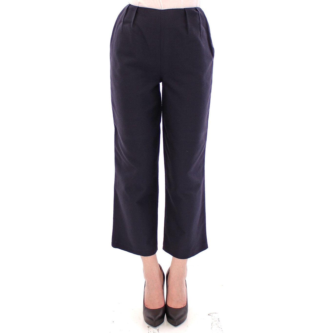 Andrea Incontri Blue Cropped Cotton Pants