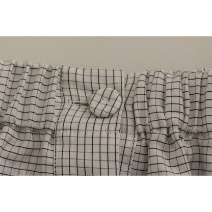 Andrea Incontri White Cotton Checkered Stretch Skirt