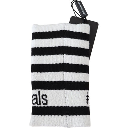 Dolce & Gabbana Black White Wool DGMillennials Wristband Wrap