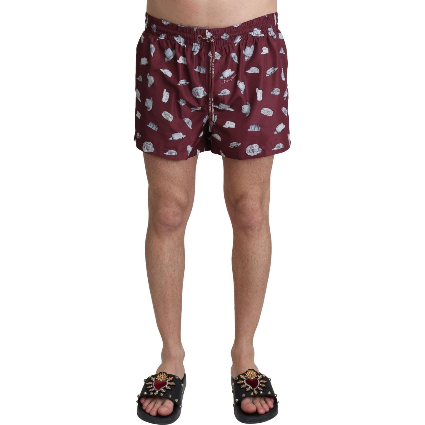 Dolce & Gabbana Maroon Elegance Men's Swimming Trunks Dolce & Gabbana