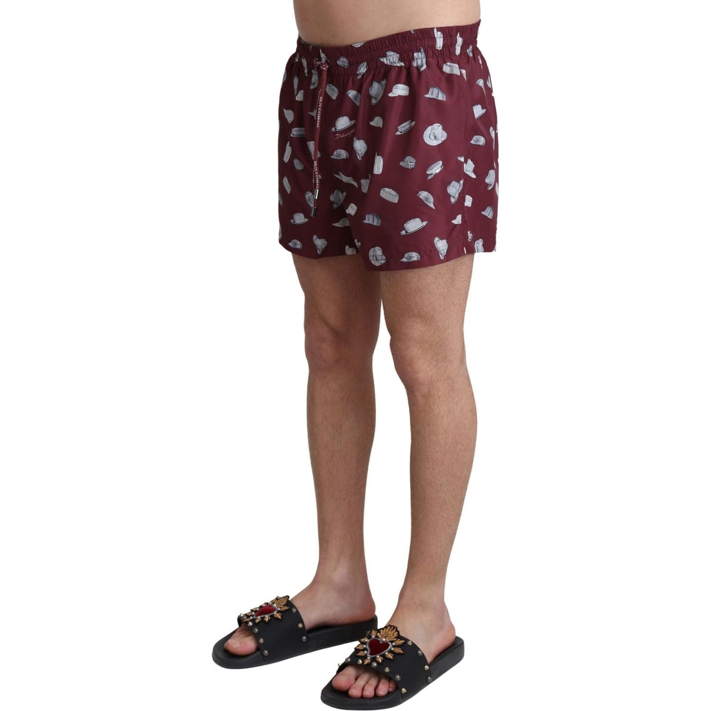 Dolce & Gabbana Maroon Elegance Men's Swimming Trunks Dolce & Gabbana