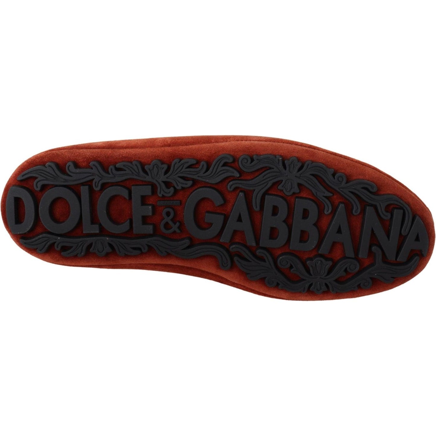 Dolce & Gabbana Opulent Orange Leather Loafers with Gold Embroidery Dolce & Gabbana