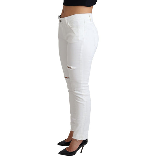 Dolce & Gabbana Chic White Mid Waist Designer Jeans Dolce & Gabbana