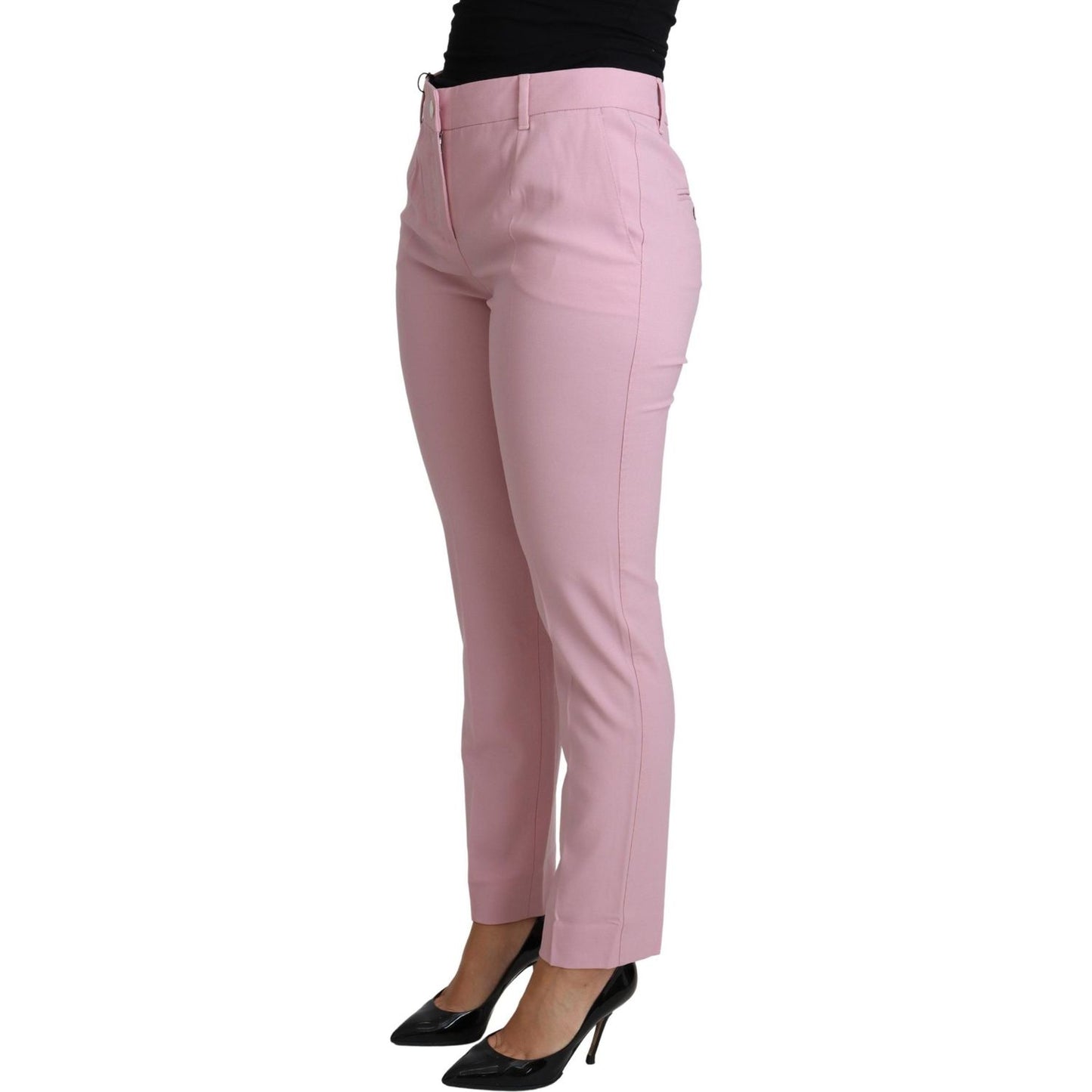 Dolce & Gabbana Elegant Pink High-Waisted Wool Trousers Dolce & Gabbana