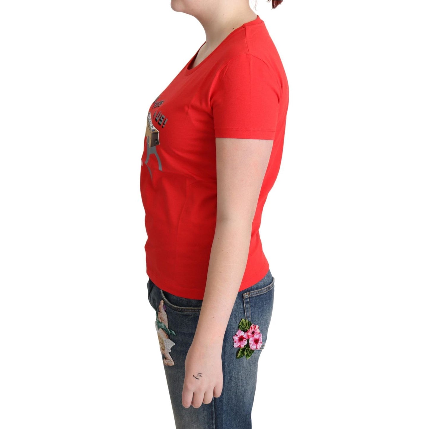 Moschino Chic Red Cotton Tee with Playful Print Moschino