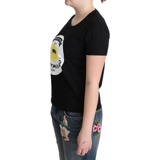 Chic Moschino Cotton Tee with Milano Print Moschino