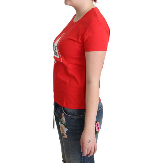 Moschino Chic Red Graphic Cotton Tee Moschino