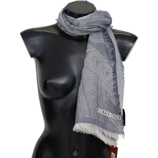 Missoni Elegant Cashmere Fringed Scarf in Gray Missoni