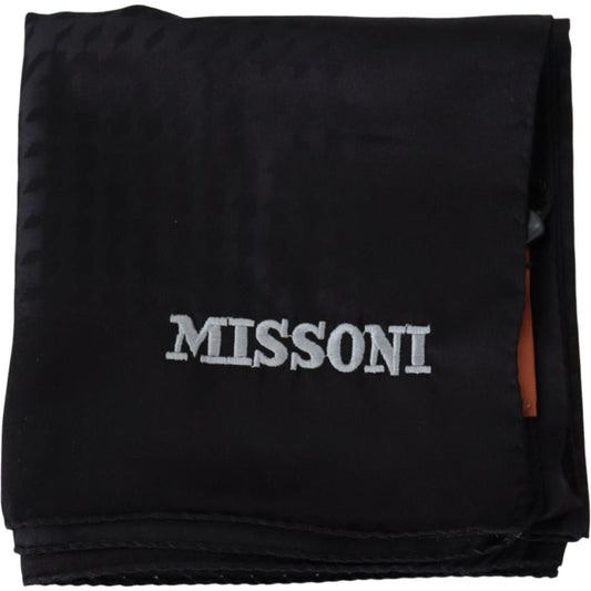 Missoni Elegant Black Wool Scarf with Embroidered Logo Missoni