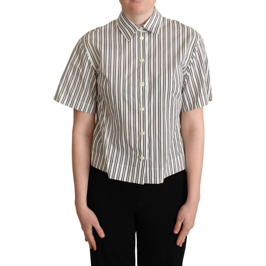 Dolce & Gabbana White Black Striped Shirt Blouse Top