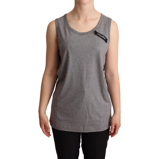 Dolce & Gabbana Elegant Gray Cotton Jersey Sleeveless Tank Dolce & Gabbana