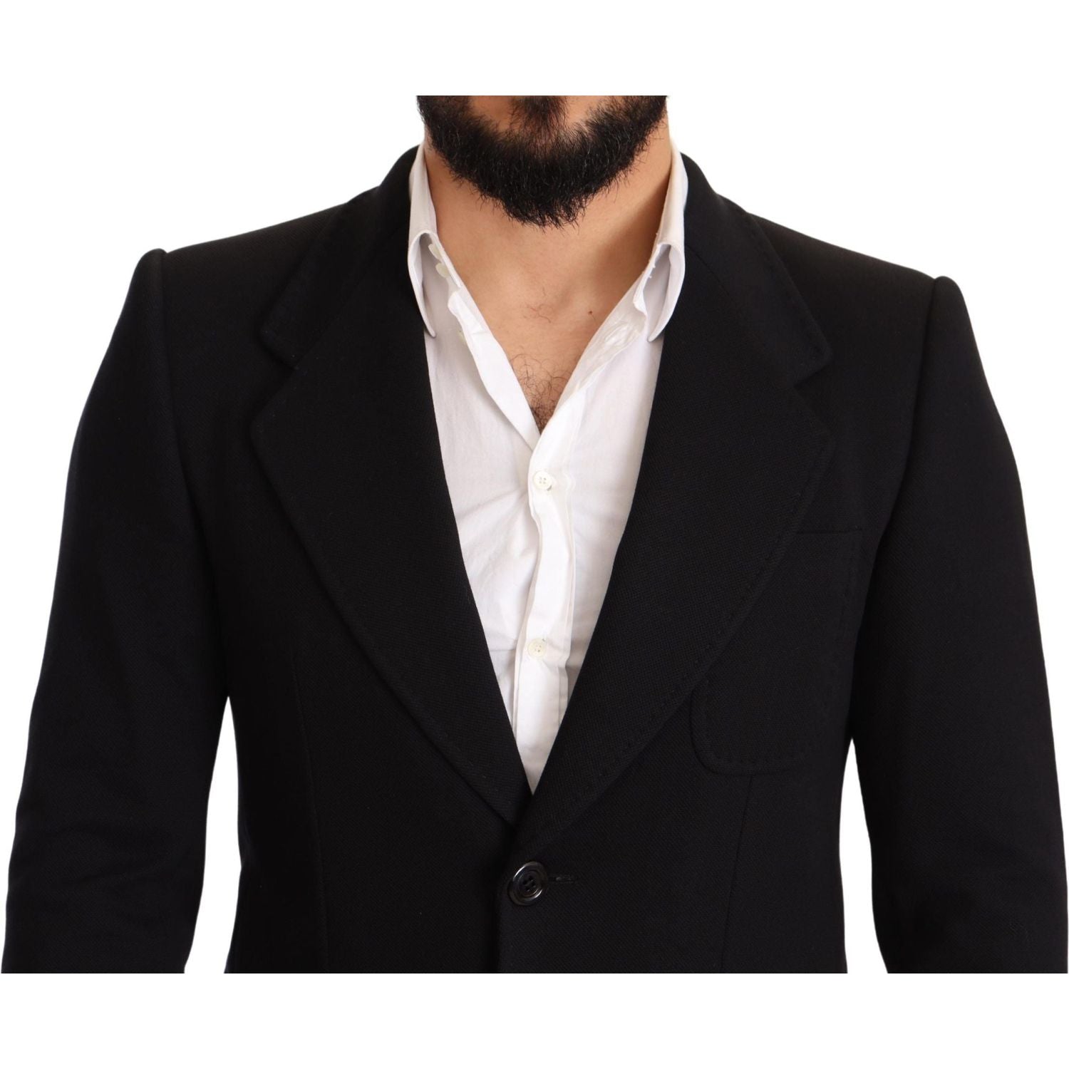 Dolce & Gabbana Black Cotton Slim Fit Coat Jacket  Blazer