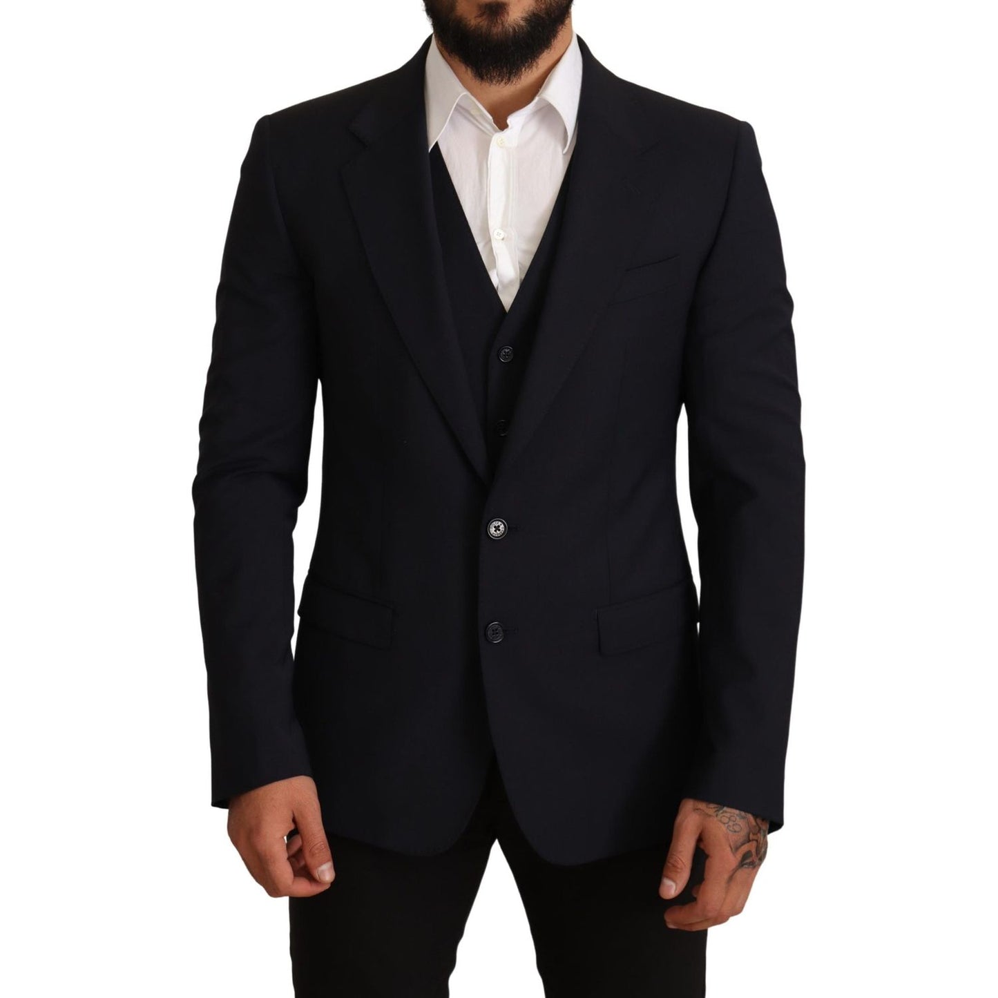 Dolce & Gabbana Elegant Dark Blue Wool Blend Martini Suit Dolce & Gabbana