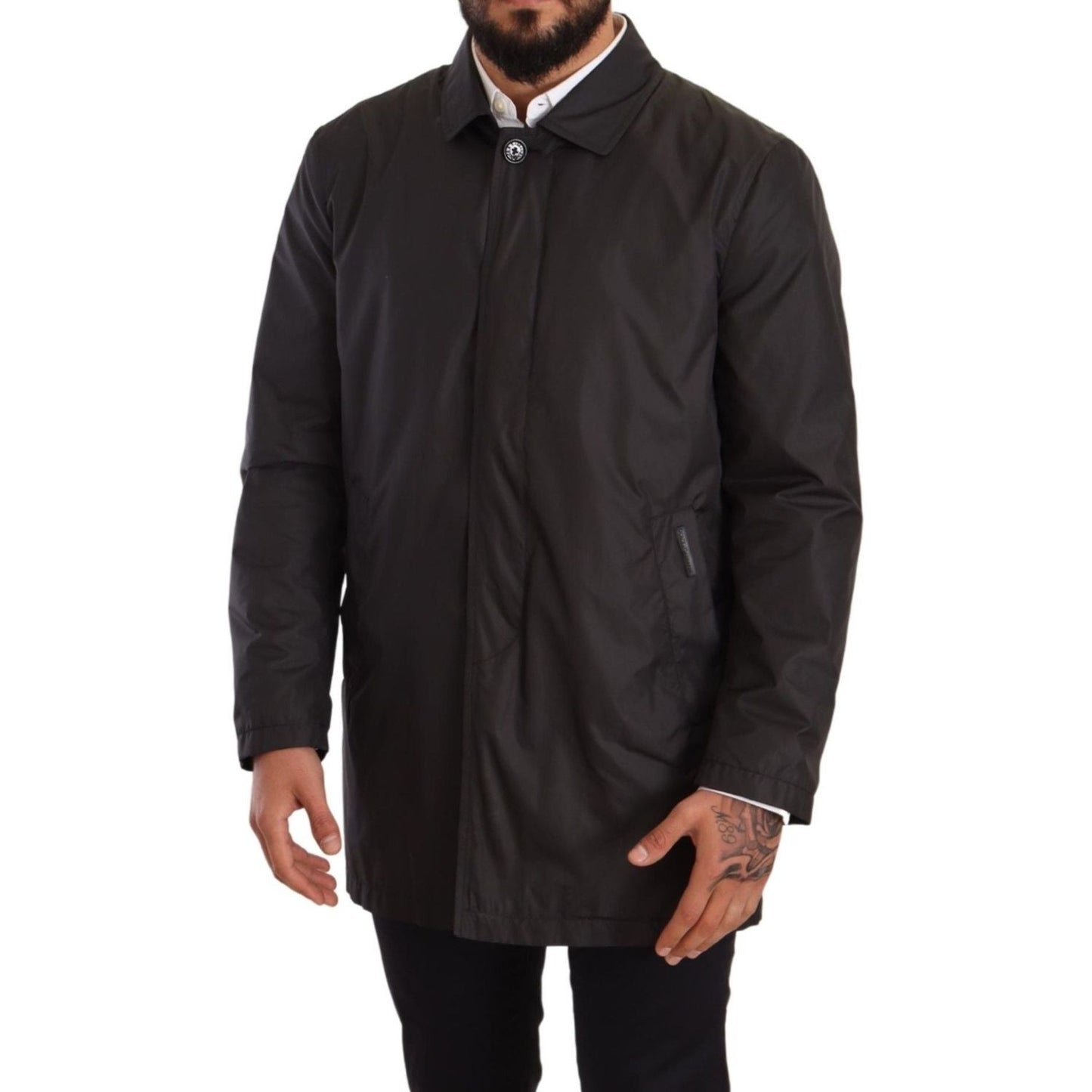 Dolce & Gabbana Elegant Black Trench Coat for Sophisticated Men Dolce & Gabbana