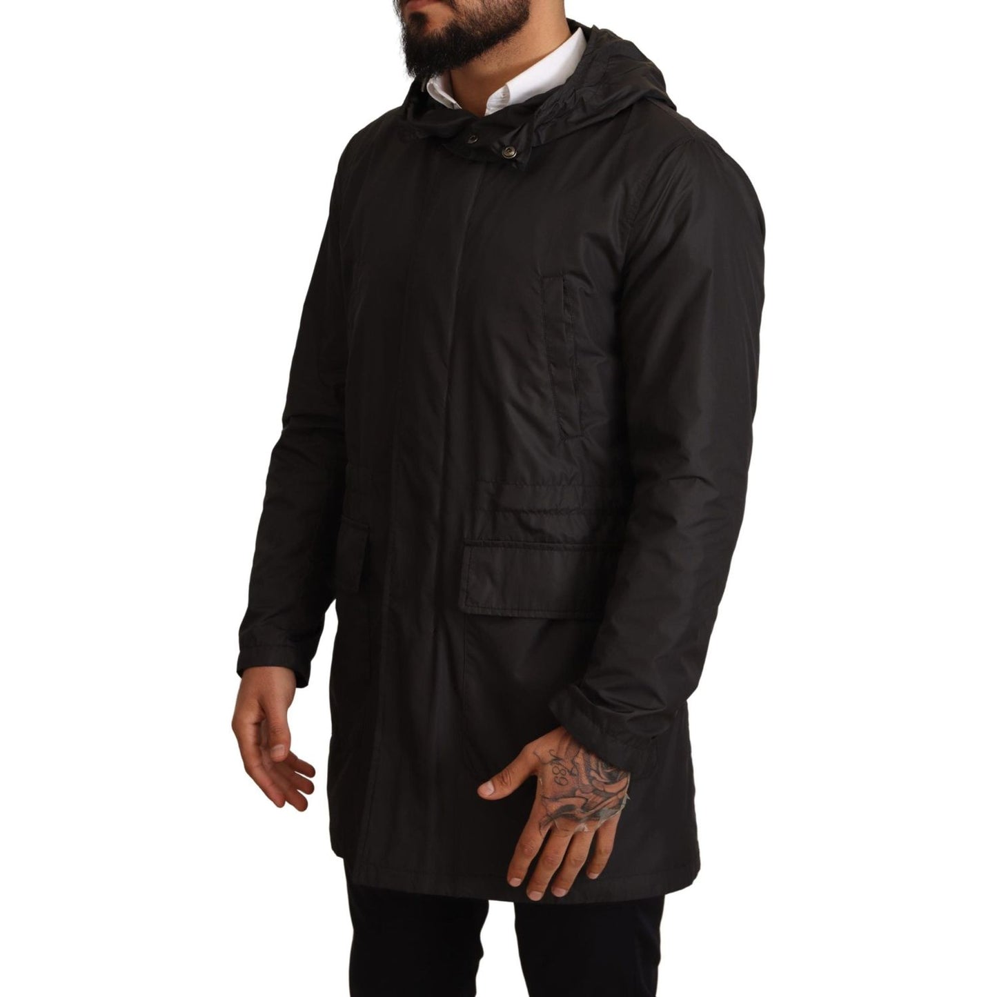 Dolce & Gabbana Chic Hooded Blouson Coat in Timeless Black MAN COATS & JACKETS Dolce & Gabbana