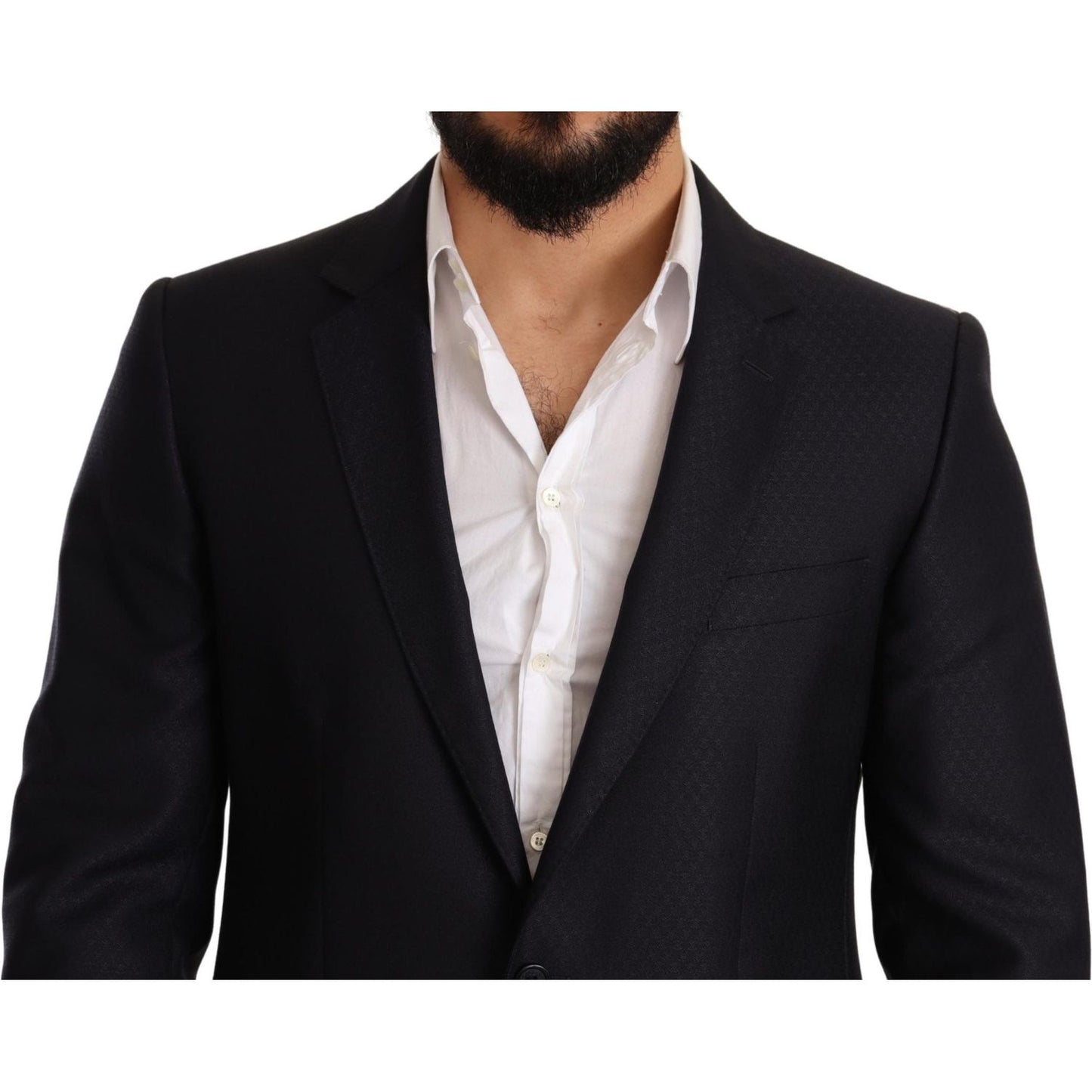 Dolce & Gabbana Elegant Slim Fit Jacquard Suit in Blue Suit Dolce & Gabbana