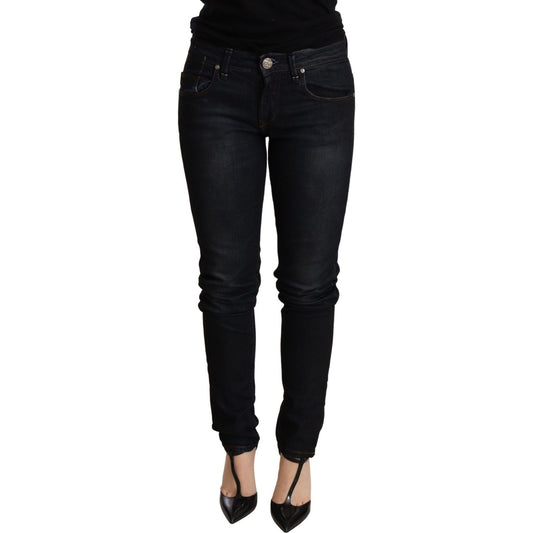 Acht Chic Blue Washed Skinny Low Waist Jeans WOMAN TROUSERS Acht