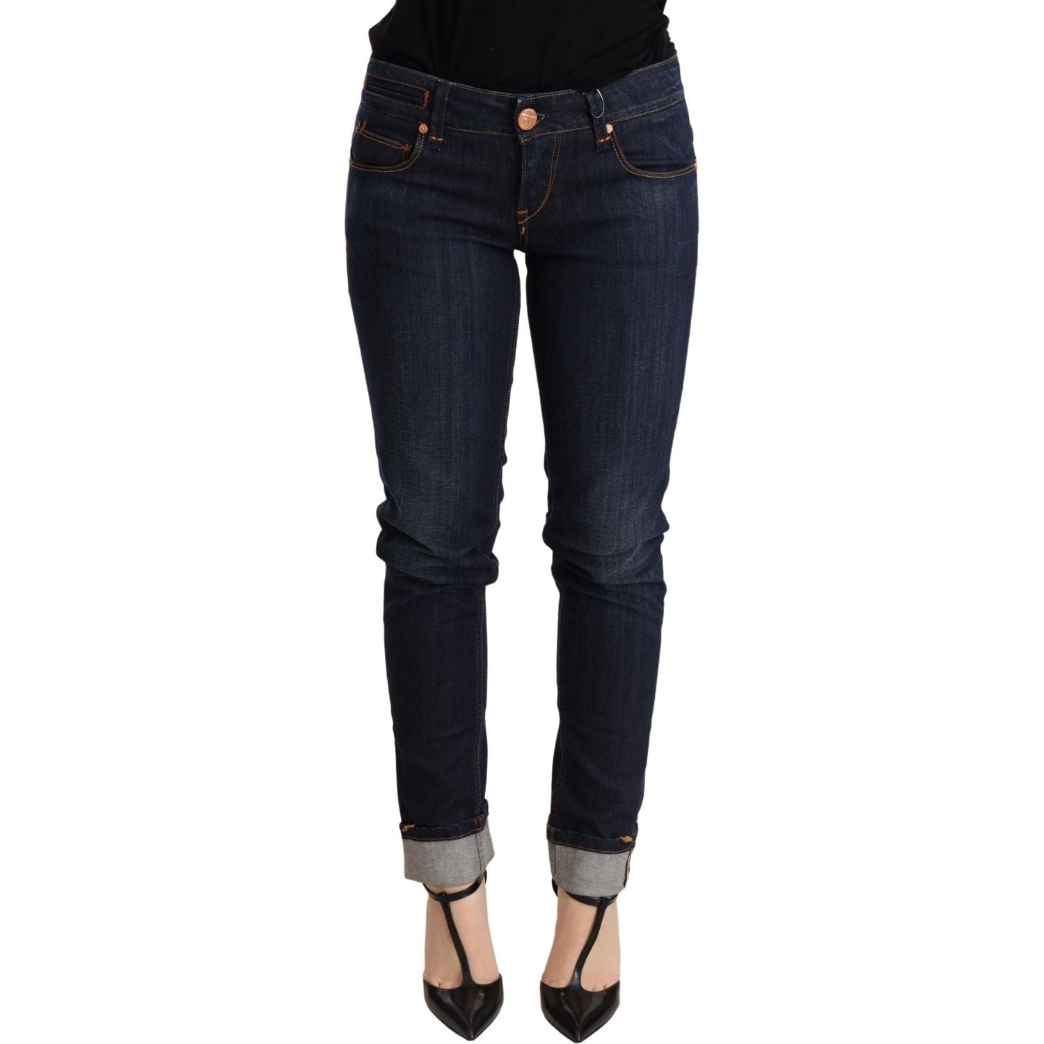 Acht Blue Washed Low Waist Skinny Denim Trouser