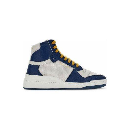 Saint Laurent Blue Calf Leather Mid Top Sneakers MAN SNEAKERS