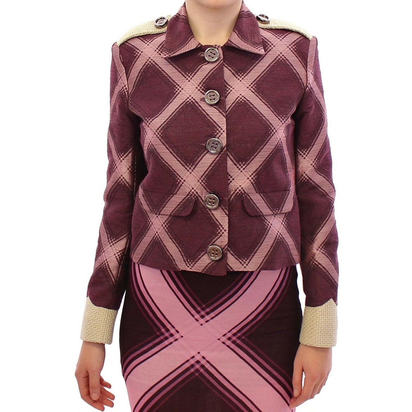 House of Holland Elegant Multicolor Check Print Jacket WOMAN COATS & JACKETS House of Holland